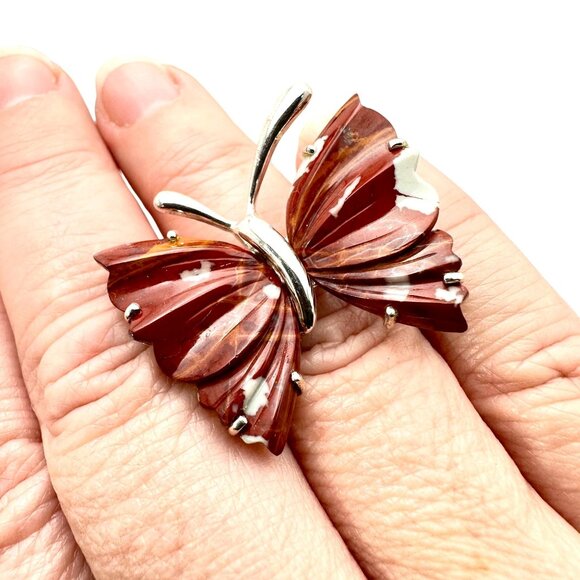 Whitney Kelly Womens Ring Sterling Silver Red Jasper Butterfly Ring Size 7 - Picture 4 of 9